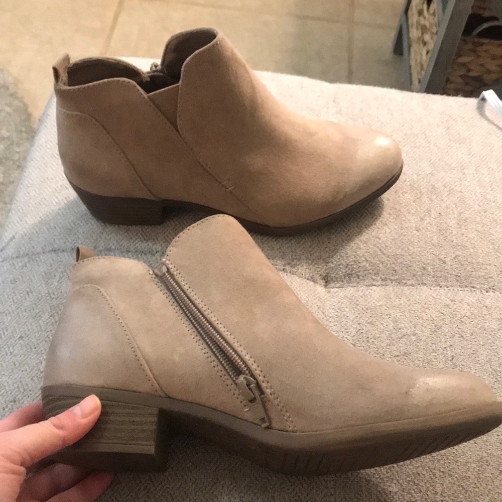 Tan suede booties